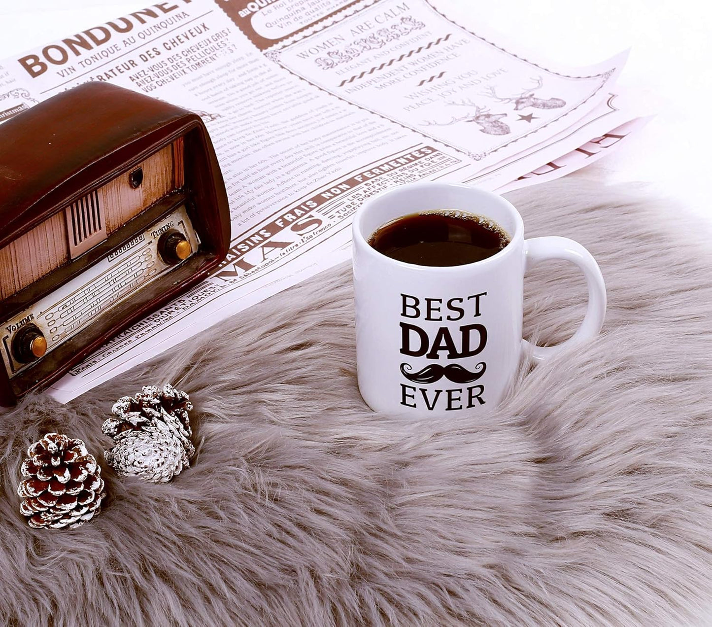Best Dad Ever Mug, Dad Mug,Fathers Day Mug Gifts,11 Oz Microwavable White Ceramic Coffee Mug for Dad Father Papa Daddy,Novelty Cups Gifts Stuff Presents for Him New Father from Daughter Son Wife
