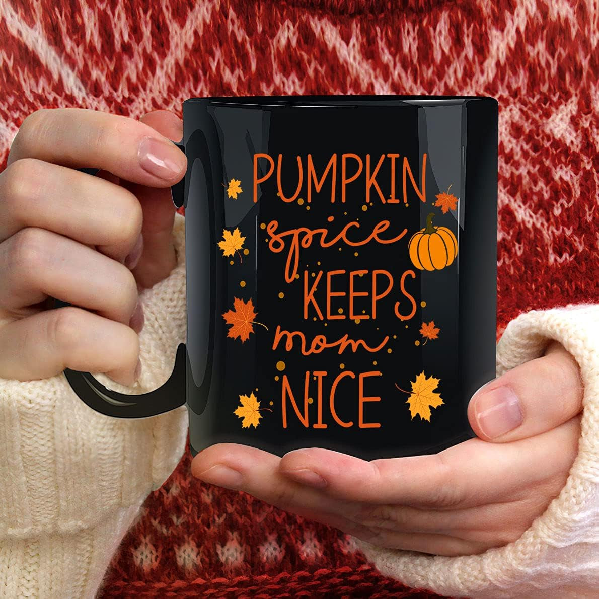 Pumpkin Spice Keeps Mom Nice Mug, Mom Pumpkin Spice Family Fall Thanksgiving Mug, Mom Mother Son Daugher Pumpkin Spice Coffee Mugs Novelty 11 Oz