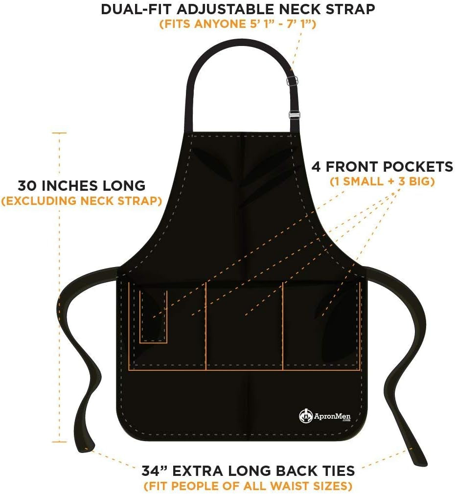 Dude with Food BBQ Grill Adjustable Apron for Men, One Size