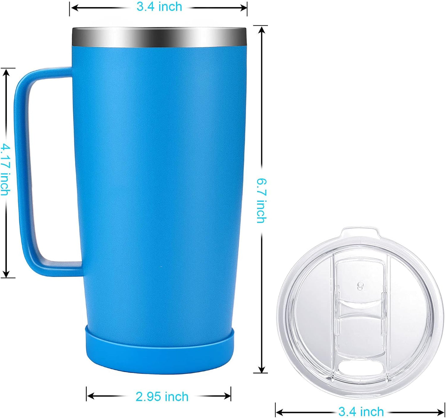20 Oz Insulated Mug with Handle, Double Wall Vacuum Stainless Steel Water Cups with Lid and Straw - Cold/Hot Coffee Tumbler for Travel/Home/Office/Camping (Dark Green-1 Pack)