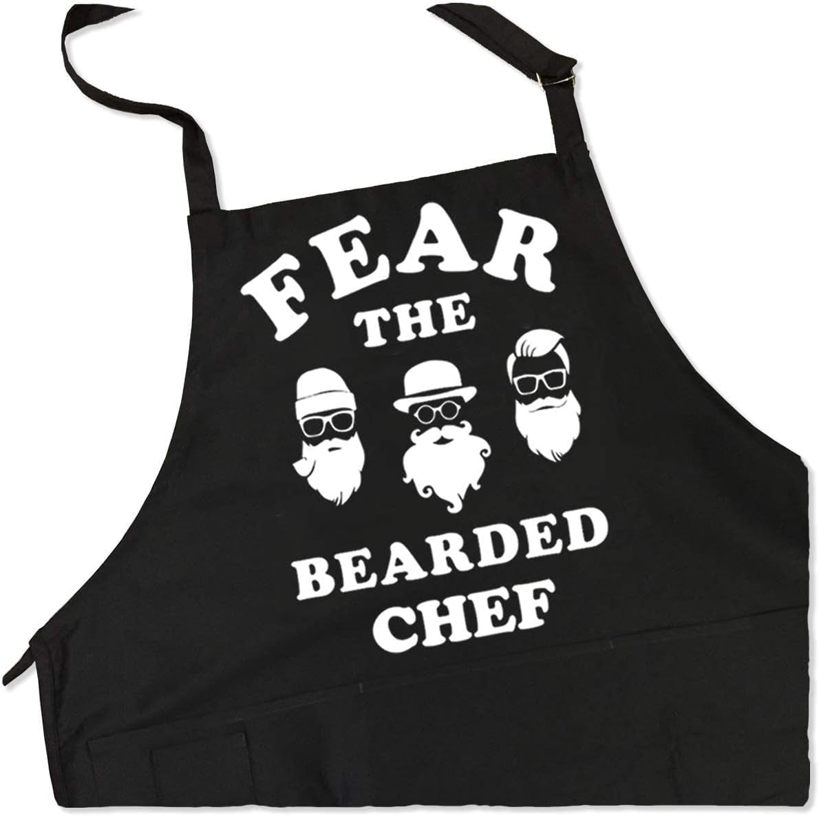 Fear the Bearded Chef Apron -Fun BBQ Apron- 1 Size Fits All Adjustable