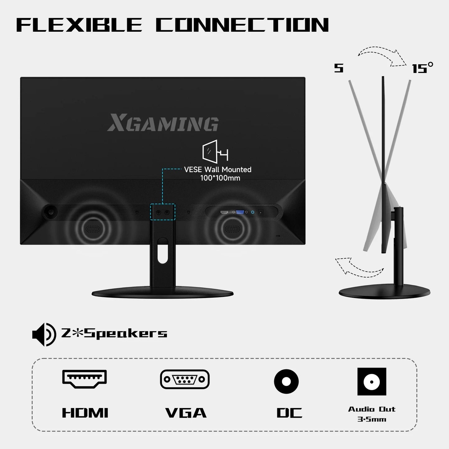 25" Ultra Thin 100Hz Gaming Monitor, 3-Side Borderless FHD (1920X1080P) Computer Monitor, Screen PC Computer for Office, 1Ms MPRT, Freesync,Built-In 2*Speakers, HDMI
