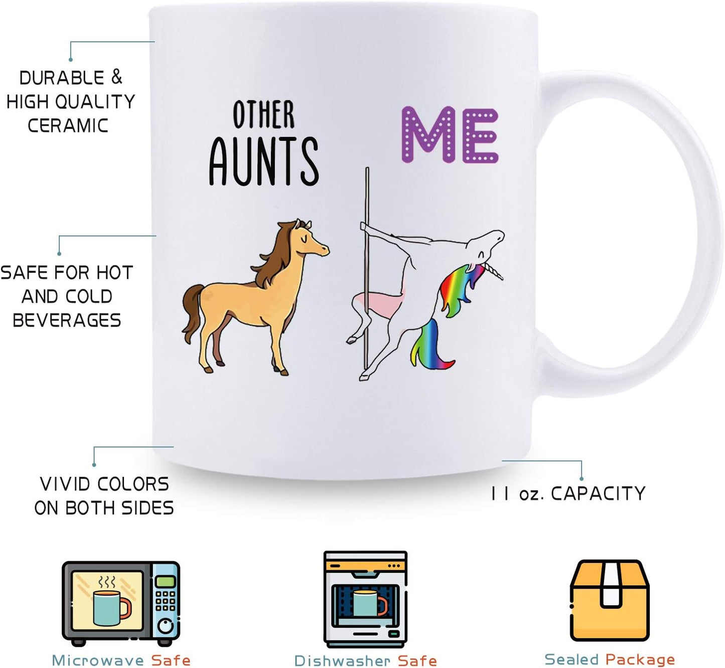 Gifts for Aunt Coffee Mugs - Funny Mothers Day Gifts - 11 Oz Birthday Gift for Aunt Mug from Niece or Nephew - Aunite Gifts Mug for Christmas (Me)