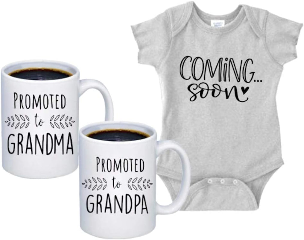 Pregnancy Announcement for Grandparents Coffee Mugs - Grandma to Be & Grandpa to Be 11 Oz Mugs - Great Pregnancy Reveal Idea for Your Baby Announcement - Mug Set - Promoted to Grandma & Grandpa (2)