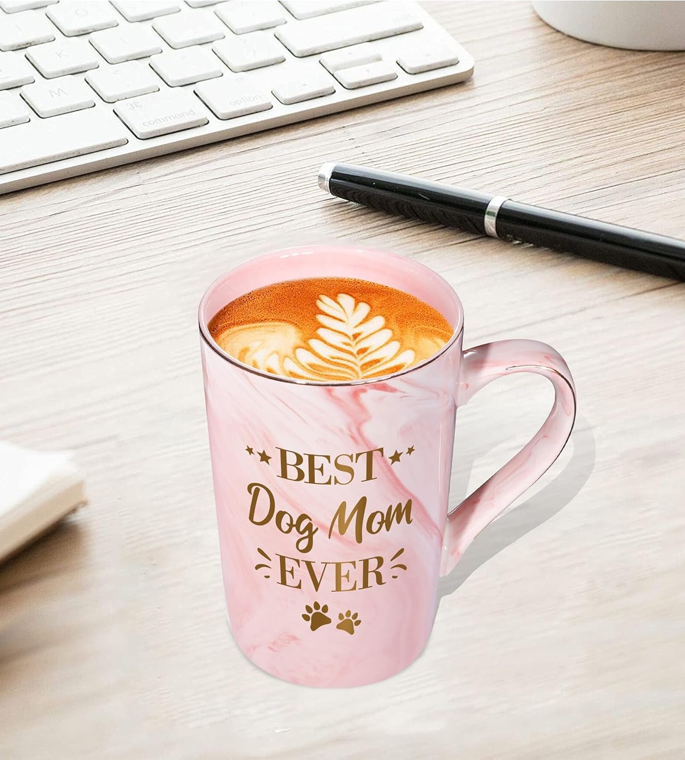 Best Dog Mom Ever Coffee Mugs for Women, Funny Drinkware Cute Marble Ceramic Mugs Birthday Mothers Day Gifts for Dog Lover Coffee Cups from Daughter Son Husband Kids 14Oz with Gift Box
