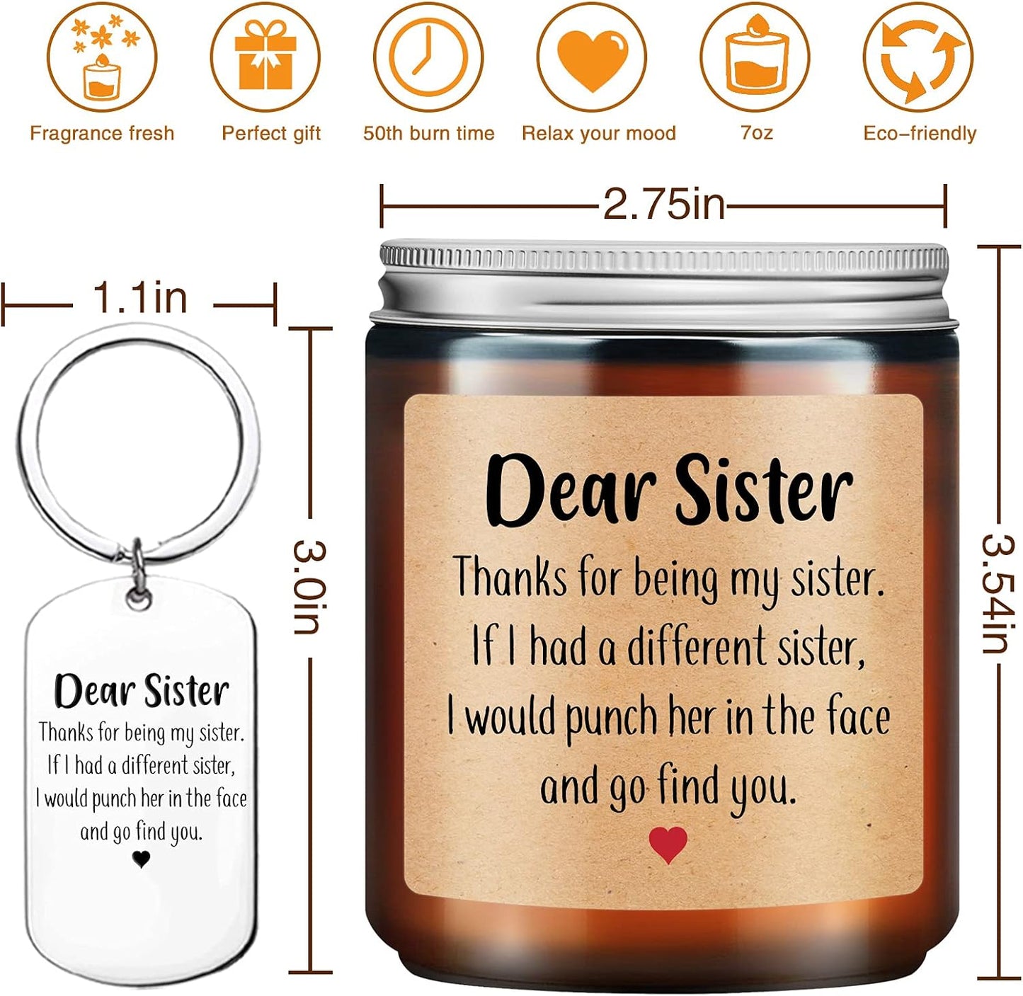 Sister Gifts from Sister - Sister Birthday Gifts from Sister, Big Sister, Little Sister, Little Girls, Sisters in Law - Friendship Mother'S Day Christmas Gifts for Women - Candle