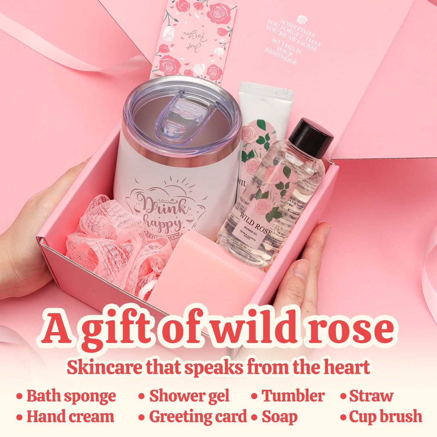 Spa Gifts for Women Bff Love Bath Sets for Women Gift, Rose 6Pc Bath and Body Gift Sets for Women, Self Care Gifts for Women Christmas Gifts for Women