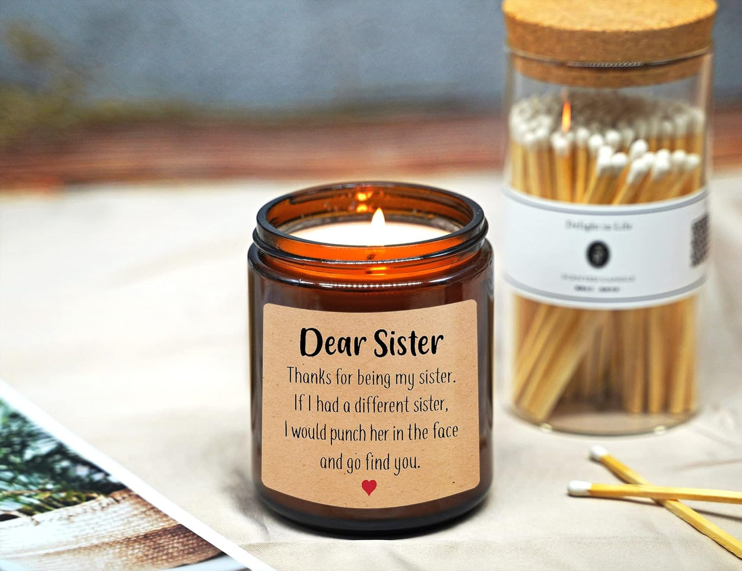 Sister Gifts from Sister - Sister Birthday Gifts from Sister, Big Sister, Little Sister, Little Girls, Sisters in Law - Friendship Mother'S Day Christmas Gifts for Women - Candle