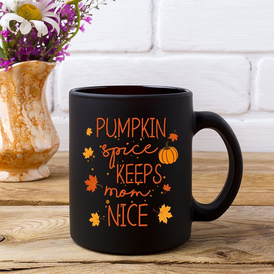 Pumpkin Spice Keeps Mom Nice Mug, Mom Pumpkin Spice Family Fall Thanksgiving Mug, Mom Mother Son Daugher Pumpkin Spice Coffee Mugs Novelty 11 Oz