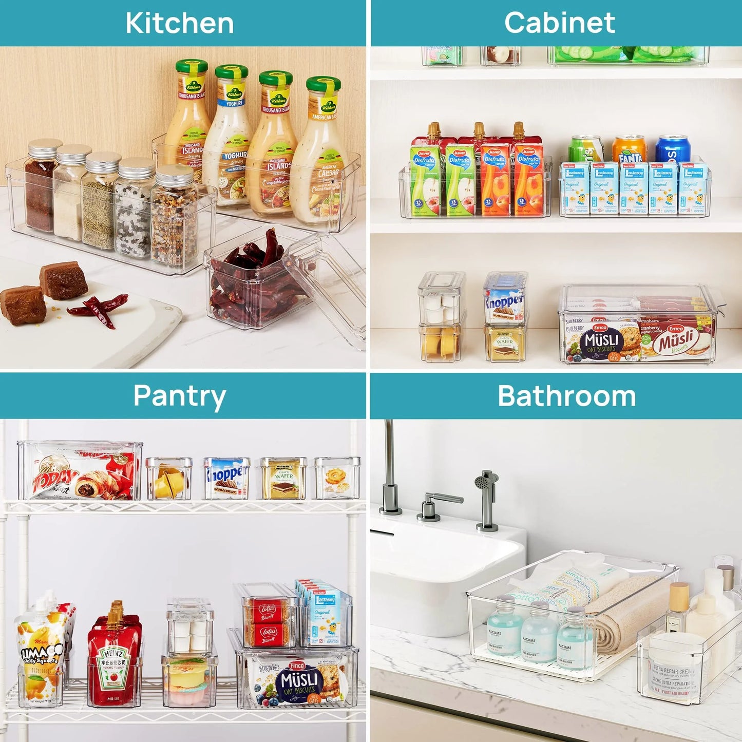 Set of 7 Refrigerator Organizer Bins, Fruit Containers for Fridge with Drain Tray for Vegetables, Food, Drinks