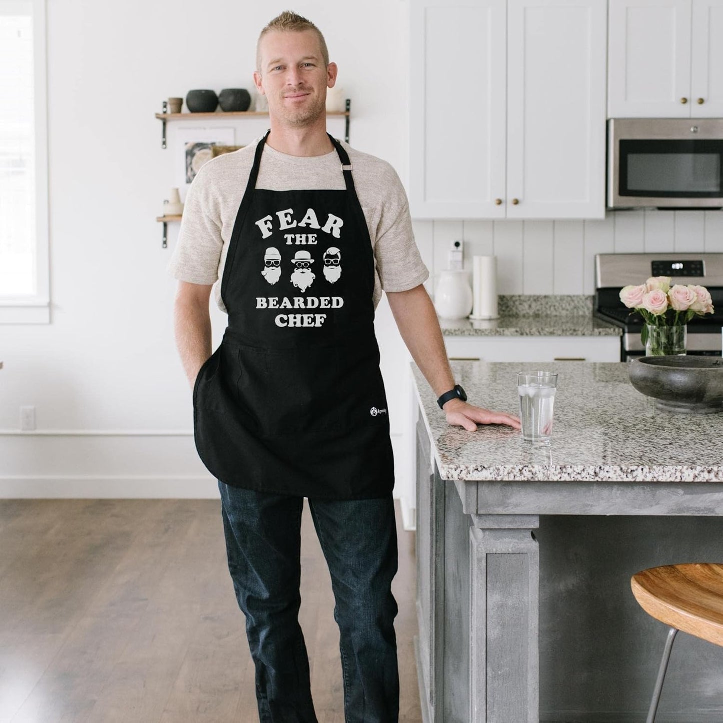 Fear the Bearded Chef Apron -Fun BBQ Apron- 1 Size Fits All Adjustable