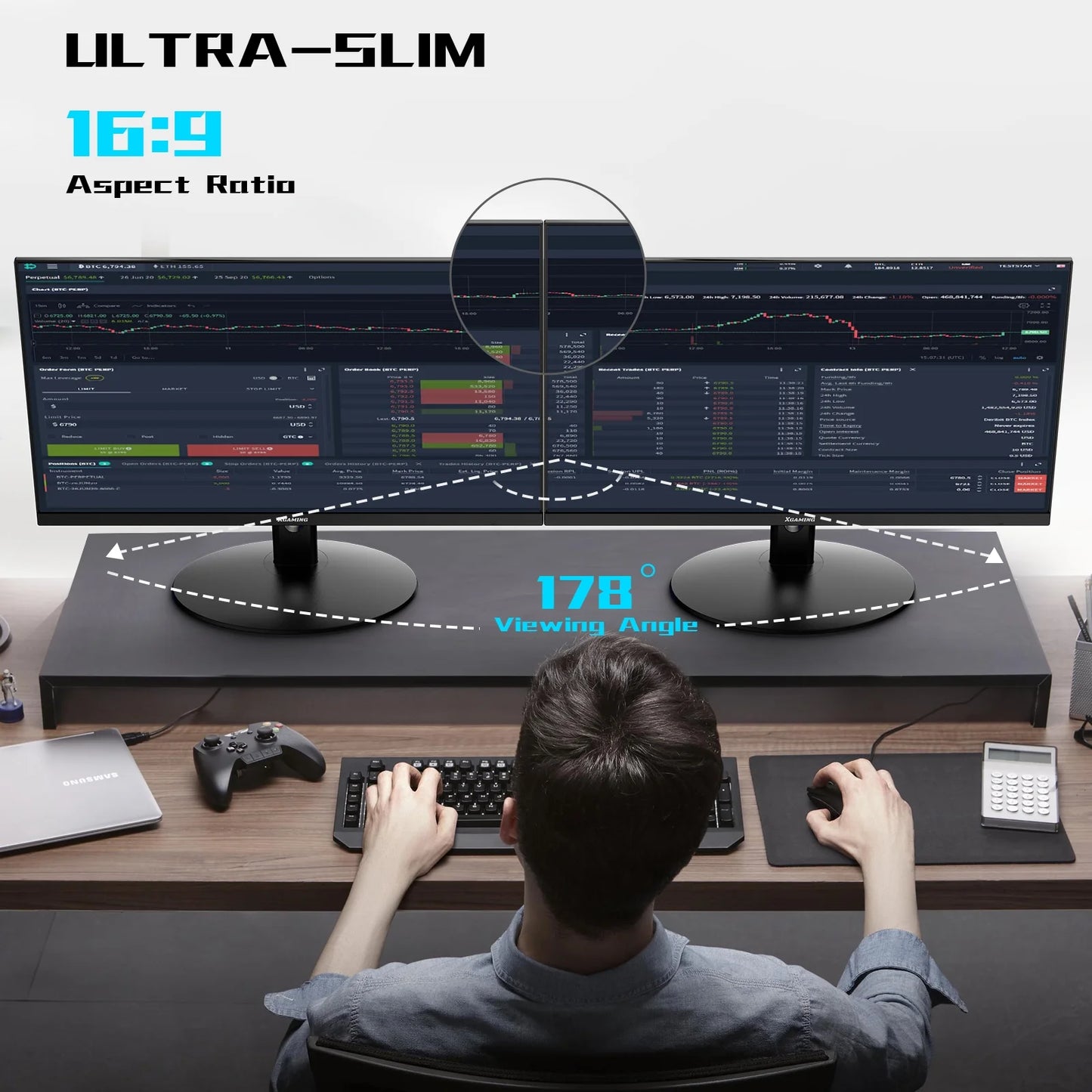 25" Ultra Thin 100Hz Gaming Monitor, 3-Side Borderless FHD (1920X1080P) Computer Monitor, Screen PC Computer for Office, 1Ms MPRT, Freesync,Built-In 2*Speakers, HDMI