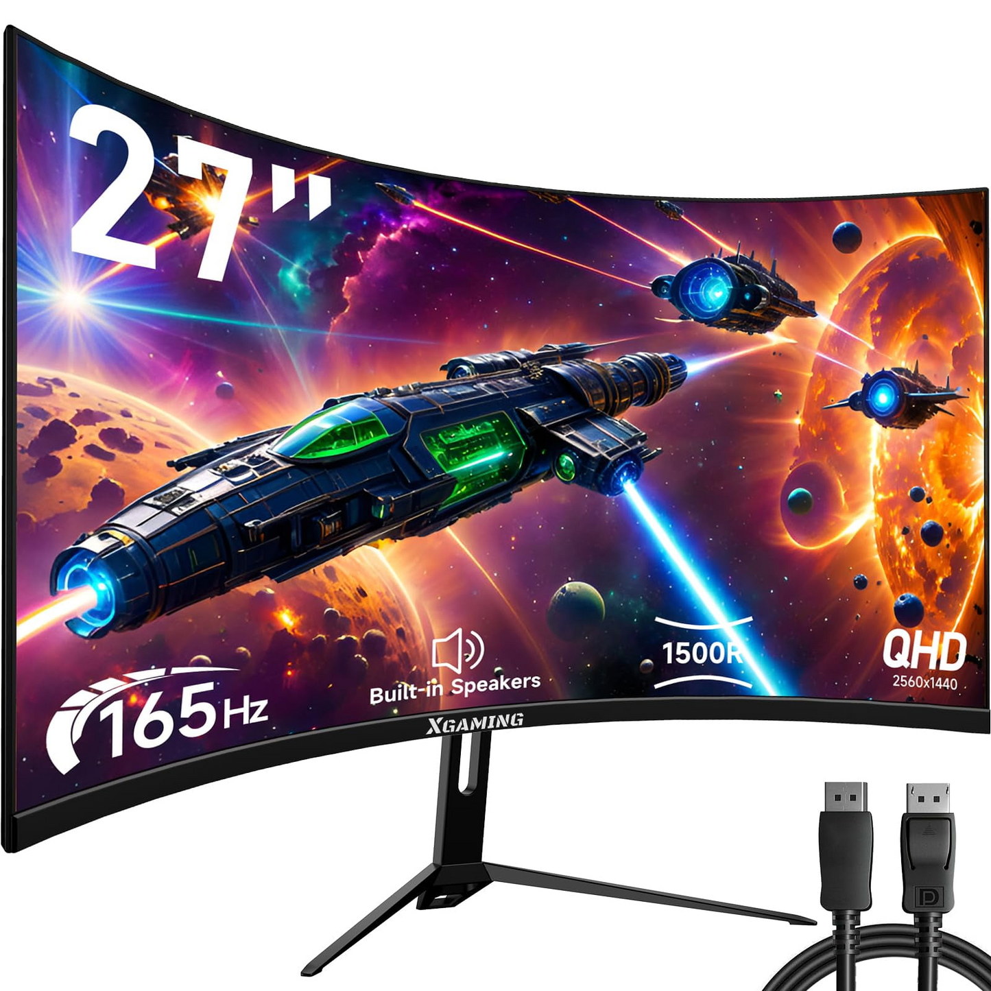 27-Inch QHD 165Hz Gaming Monitor - 1440P, 1ms Response, Free Sync, DP & HDMI - Ultimate Gaming Experience!