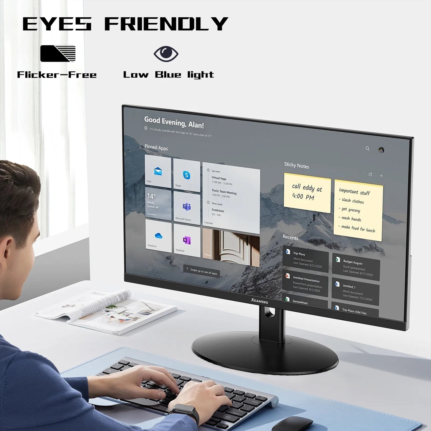 25" Ultra Thin 100Hz Gaming Monitor, 3-Side Borderless FHD (1920X1080P) Computer Monitor, Screen PC Computer for Office, 1Ms MPRT, Freesync,Built-In 2*Speakers, HDMI