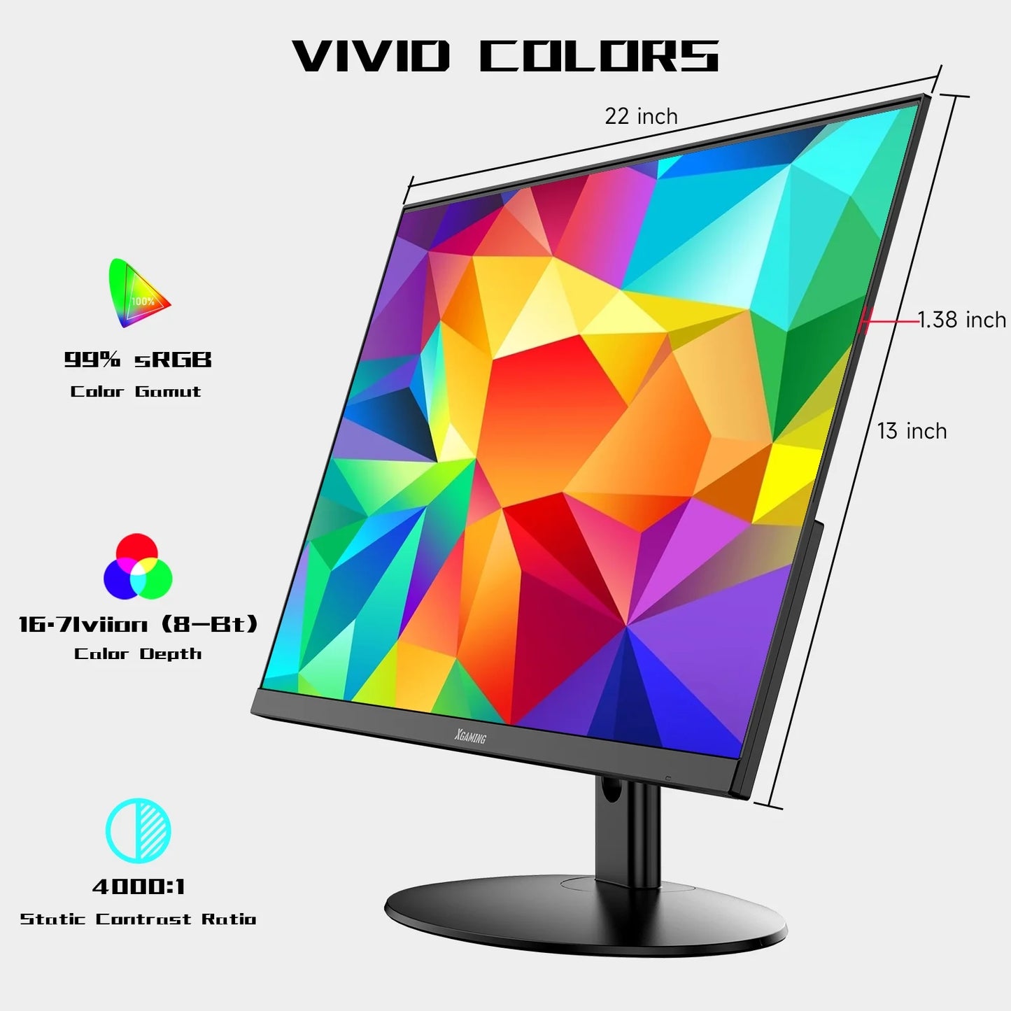 25" Ultra Thin 100Hz Gaming Monitor, 3-Side Borderless FHD (1920X1080P) Computer Monitor, Screen PC Computer for Office, 1Ms MPRT, Freesync,Built-In 2*Speakers, HDMI