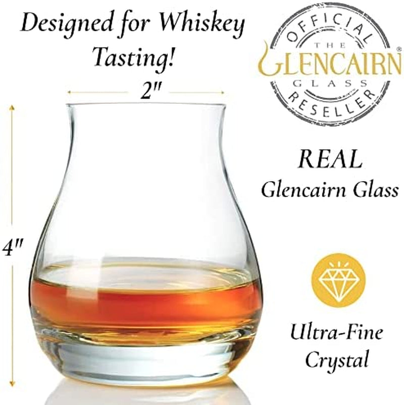 Whiskey Glasses Set of 2 - with Glencairn Whiskey Glass - Whiskey Gifts for Men I Whiskey Stones Gift Set for Men Including Canadian Glass, Cooling Stones & Coasters