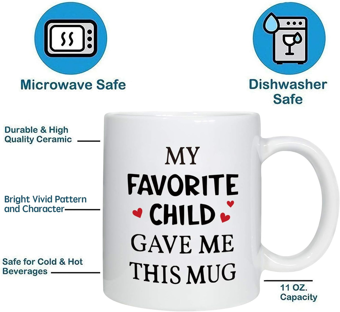 My Favorite Child Gave Me This Mug,Father'S Day & Mother'S Day Gifts for Mum Mother Grandma Dad Grandpa from Daughter Son Kids, Funny Coffee Mug Tea Cup,Novelty Birthday Gifts for Women Men&Her Him
