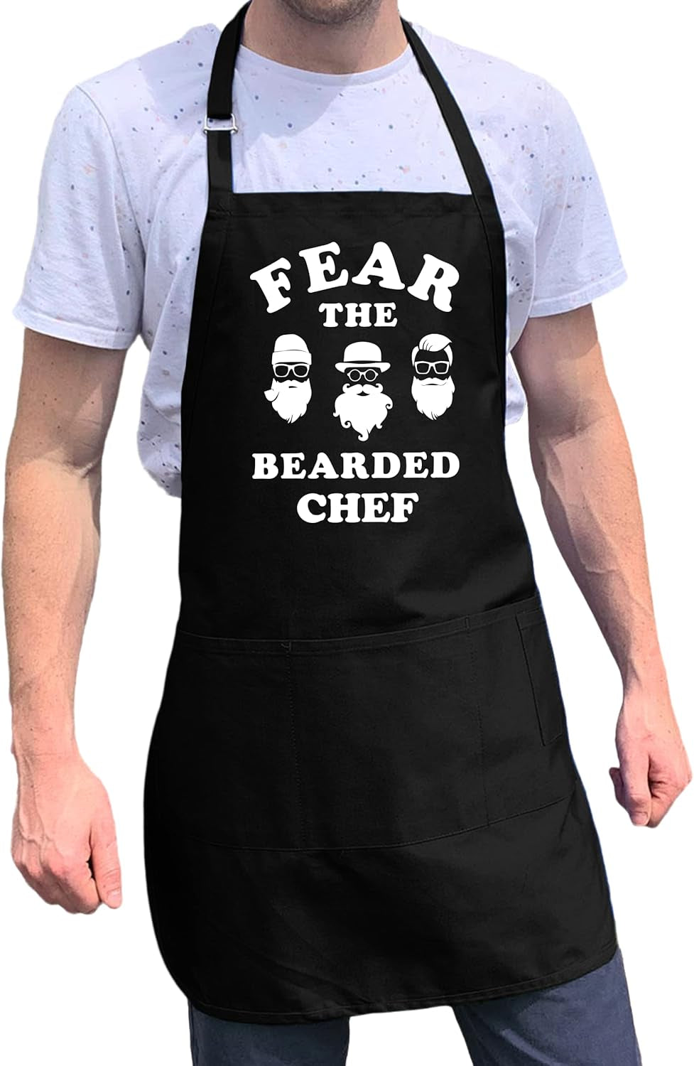 Fear the Bearded Chef Apron -Fun BBQ Apron- 1 Size Fits All Adjustable