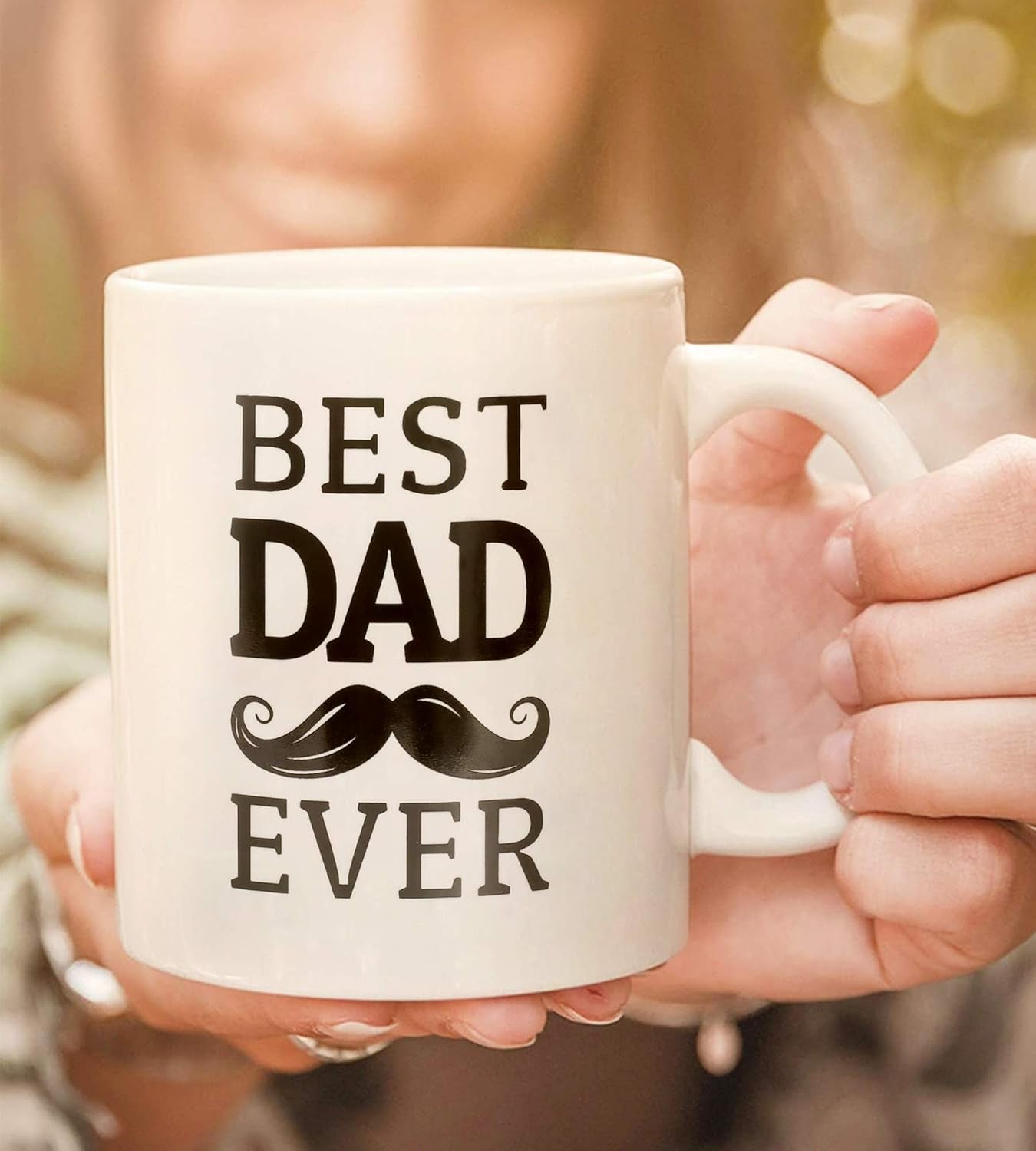 Best Dad Ever Mug, Dad Mug,Fathers Day Mug Gifts,11 Oz Microwavable White Ceramic Coffee Mug for Dad Father Papa Daddy,Novelty Cups Gifts Stuff Presents for Him New Father from Daughter Son Wife