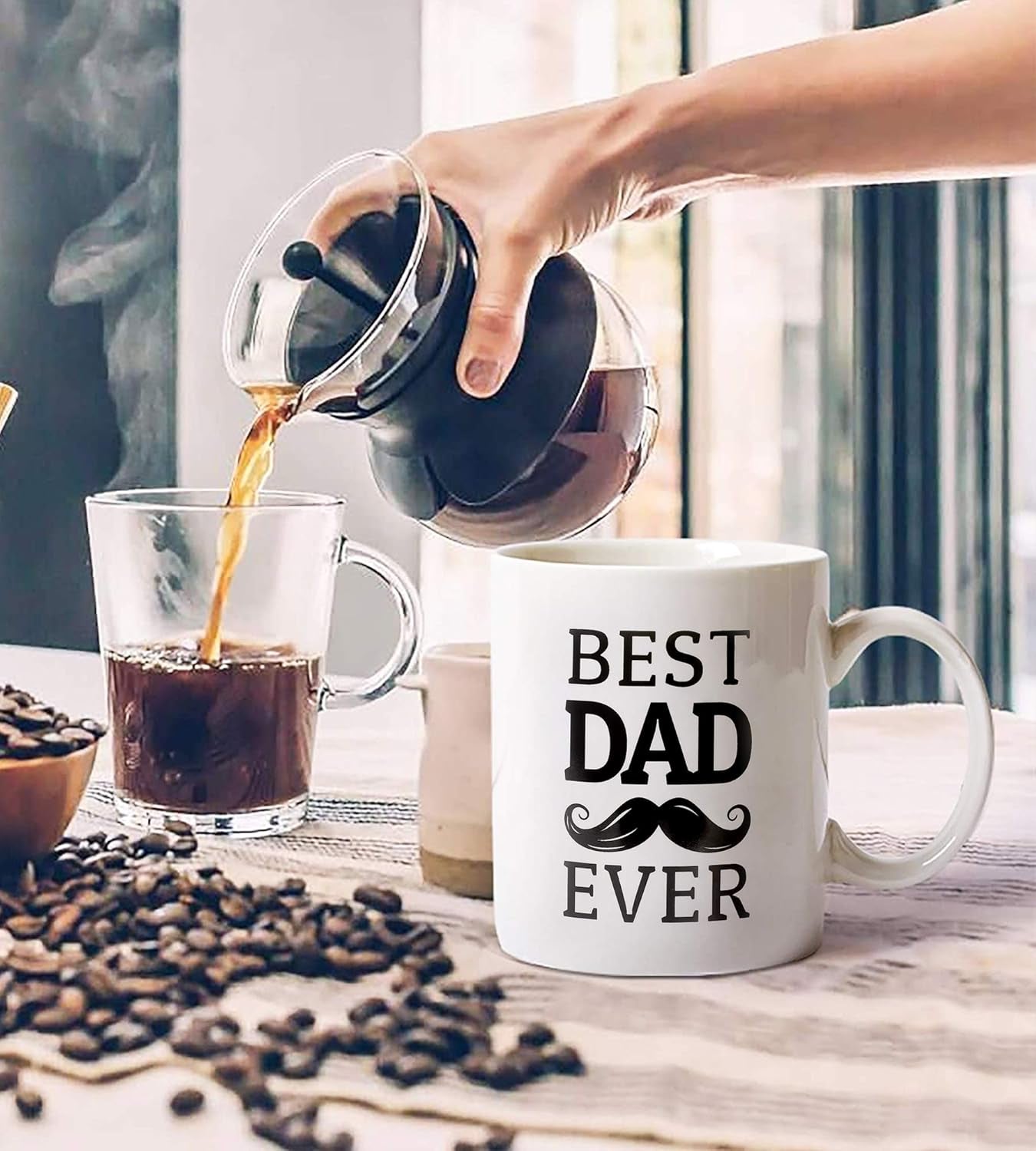 Best Dad Ever Mug, Dad Mug,Fathers Day Mug Gifts,11 Oz Microwavable White Ceramic Coffee Mug for Dad Father Papa Daddy,Novelty Cups Gifts Stuff Presents for Him New Father from Daughter Son Wife