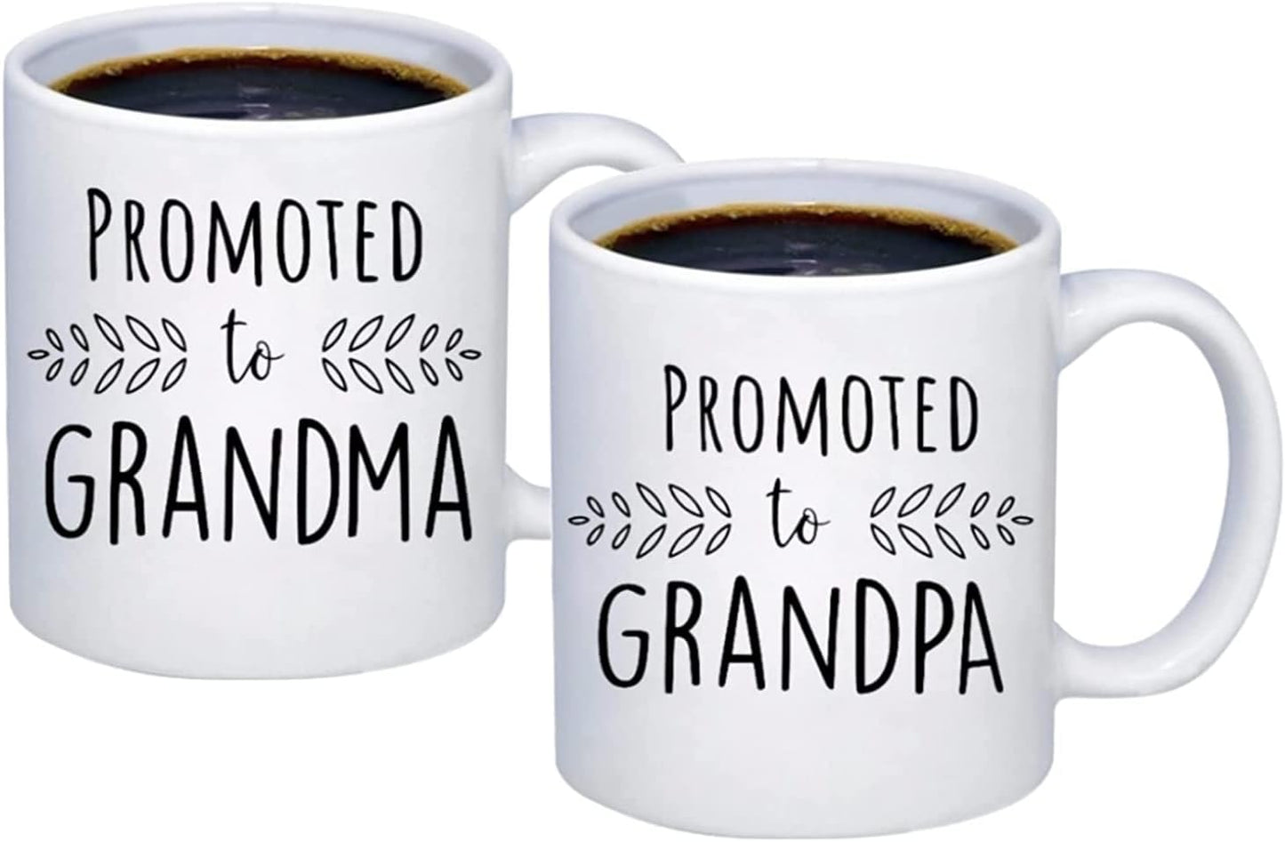 Pregnancy Announcement for Grandparents Coffee Mugs - Grandma to Be & Grandpa to Be 11 Oz Mugs - Great Pregnancy Reveal Idea for Your Baby Announcement - Mug Set - Promoted to Grandma & Grandpa (2)