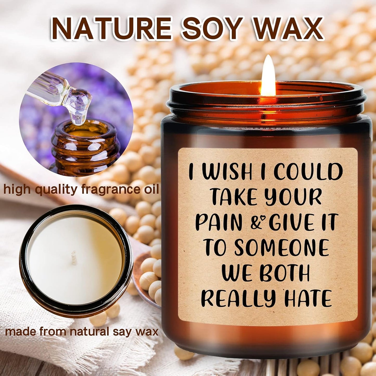 Lavender Scented Candles with Keychain - Get Well Soon Gifts for Women - after Surgery Gifts for Women, Feel Better, Thinking of You, Grieving, Condolences, Cancer, Divorce Gifts for Women