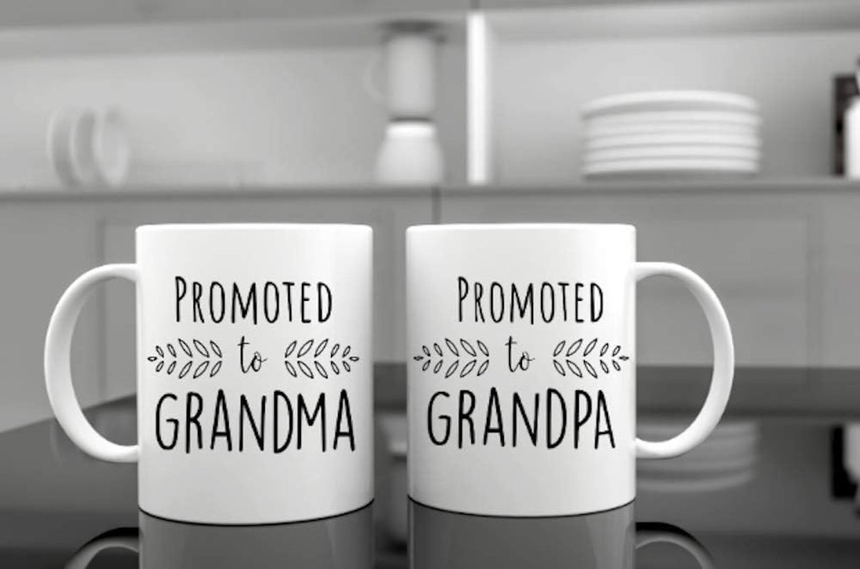 Pregnancy Announcement for Grandparents Coffee Mugs - Grandma to Be & Grandpa to Be 11 Oz Mugs - Great Pregnancy Reveal Idea for Your Baby Announcement - Mug Set - Promoted to Grandma & Grandpa (2)