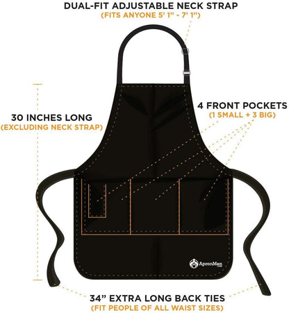 Dude with Food BBQ Grill Adjustable Apron for Men, One Size