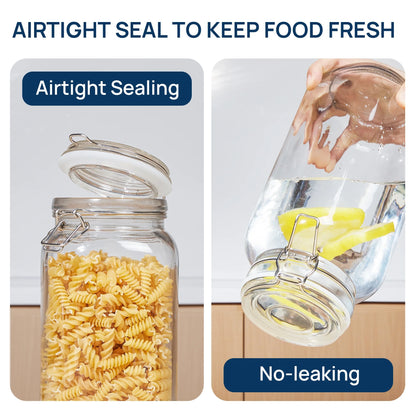 3 PCS Airtight Glass Jars with Lids,  3 PCS Food Storage Canister, Square Mason Jar Containers, 78Oz*1+50Oz*2