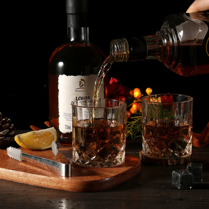 Whiskey Stones Gift Set - Whiskey Glass Set of 2 - Granite Chilling Whiskey Rocks - Scotch Bourbon Whiskey Glass Gift Box Set - Best Drinking Gifts for Men Dad Husband Birthday Party Holiday Present