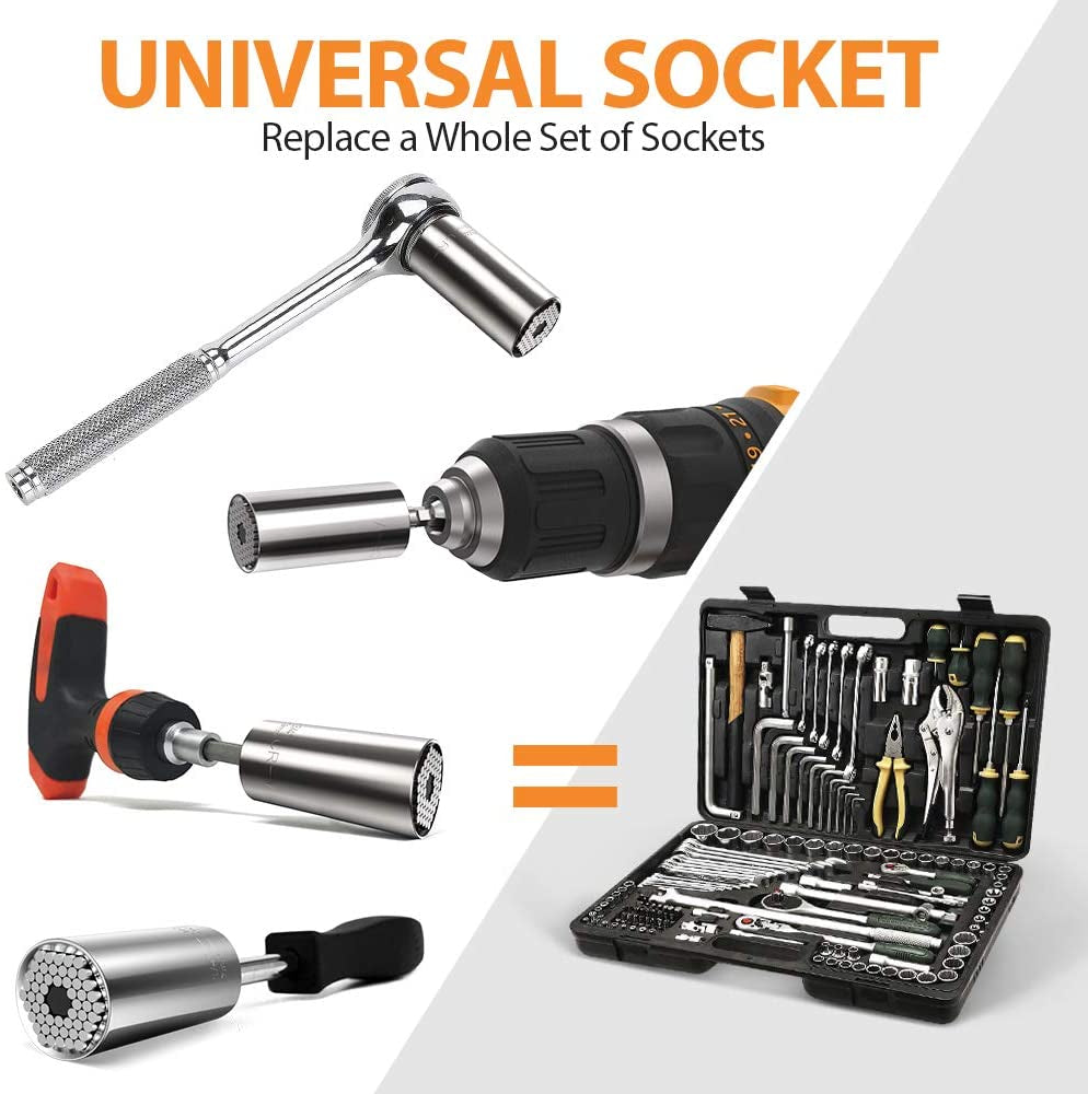 Valentines Day Gifts for Him Boyfriend Super Universal Socket Tools Gifts for Men: Socket Set with Power Drill Adapter (7-19 MM) Cool Stuff Gadgets Women Dad Gifts Husband Valentines Day Gifts Basket