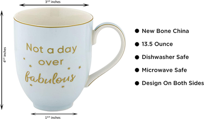 Not a Day over Fabulous Gifts for Women, Birthday Mug & Dish, Happy Birthday Mugs for Women Coffee Cup Gift Set Diva Blue