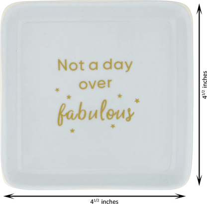 Not a Day over Fabulous Gifts for Women, Birthday Mug & Dish, Happy Birthday Mugs for Women Coffee Cup Gift Set Diva Blue