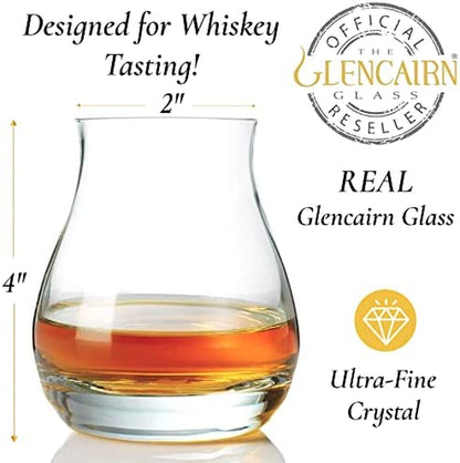 Whiskey Glasses Set of 2 - with Glencairn Whiskey Glass - Whiskey Gifts for Men I Whiskey Stones Gift Set for Men Including Canadian Glass, Cooling Stones & Coasters