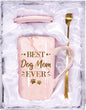 Best Dog Mom Ever Coffee Mugs for Women, Funny Drinkware Cute Marble Ceramic Mugs Birthday Mothers Day Gifts for Dog Lover Coffee Cups from Daughter Son Husband Kids 14Oz with Gift Box